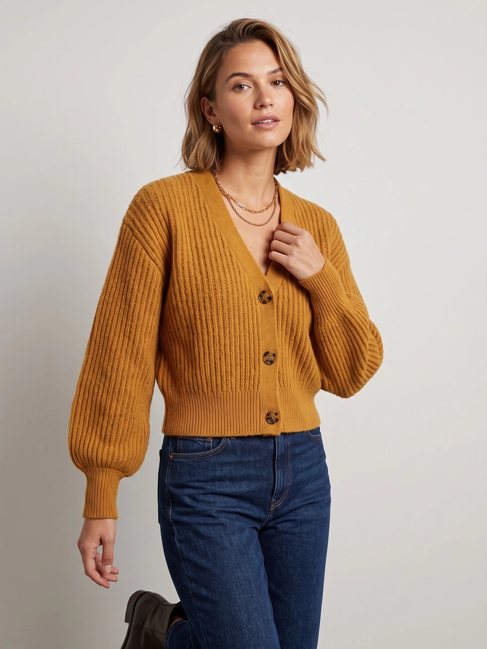 Scotch & Soda Fuzzy Boxy Fit V-neck Knit Cardigan Womens Small Orange Cinnamon